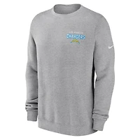 Men's Nike Heather Gray Los Angeles Chargers Primetime Club Fleece Pullover Sweatshirt