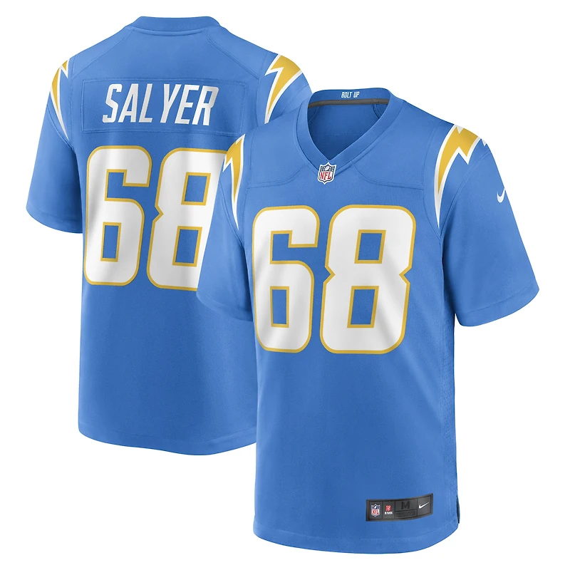 Maillot de joueur jeu Nike Jamaree Salyer pour hommes, bleu poudre, Los Angeles Chargers