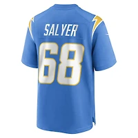 Maillot de joueur jeu Nike Jamaree Salyer pour hommes, bleu poudre, Los Angeles Chargers
