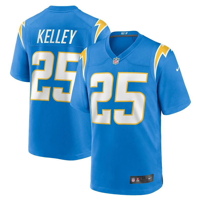 Maillot de match Nike Joshua Kelley des Chargers Los Angeles pour homme, bleu poudre