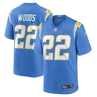 Maillot de joueur jeu Nike JT Woods pour hommes, bleu poudre des Chargers Los Angeles