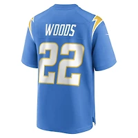 Maillot de joueur jeu Nike JT Woods pour hommes, bleu poudre des Chargers Los Angeles