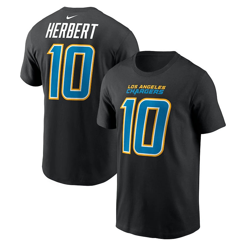 Men's Nike Justin Herbert Black Los Angeles Chargers Carbon Name & Number T-Shirt