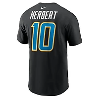 T-shirt Nike Justin Herbert noir Los Angeles Chargers Carbon avec nom et numéro pour homme