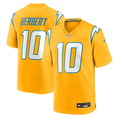 Maillot Nike Justin Herbert pour homme, joueur remplaçant des Chargers de Los Angeles, couleur or