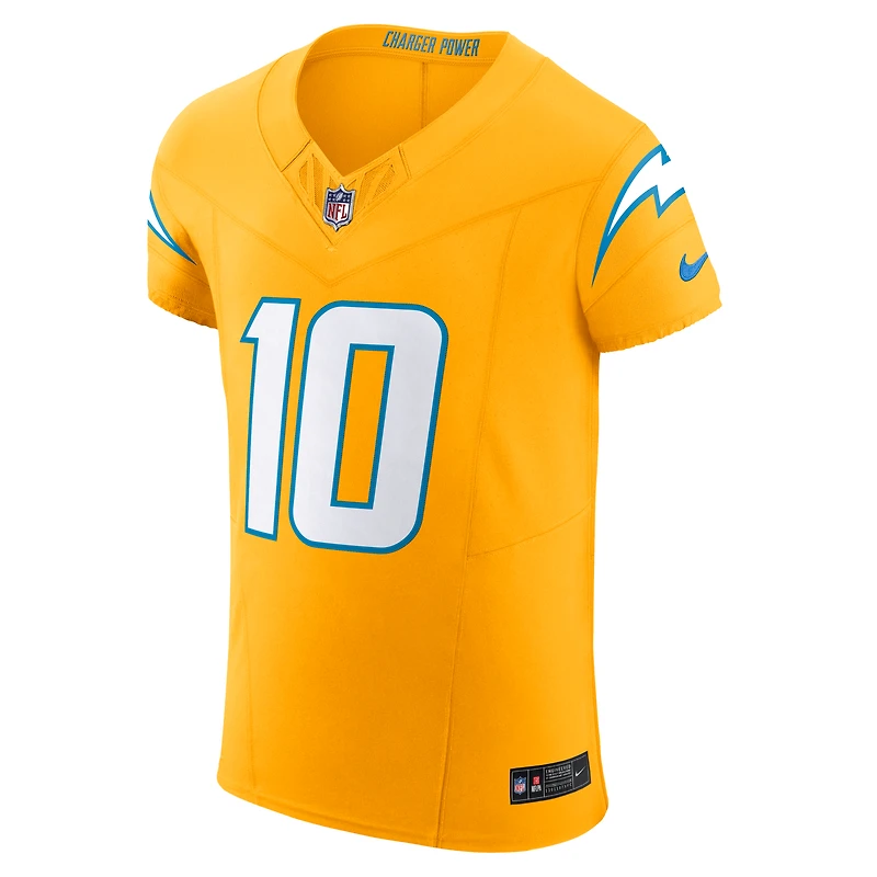 Men's Nike Justin Herbert Gold Los Angeles Chargers Alternate Charger Power Vapor F.U.S.E. Elite Jersey