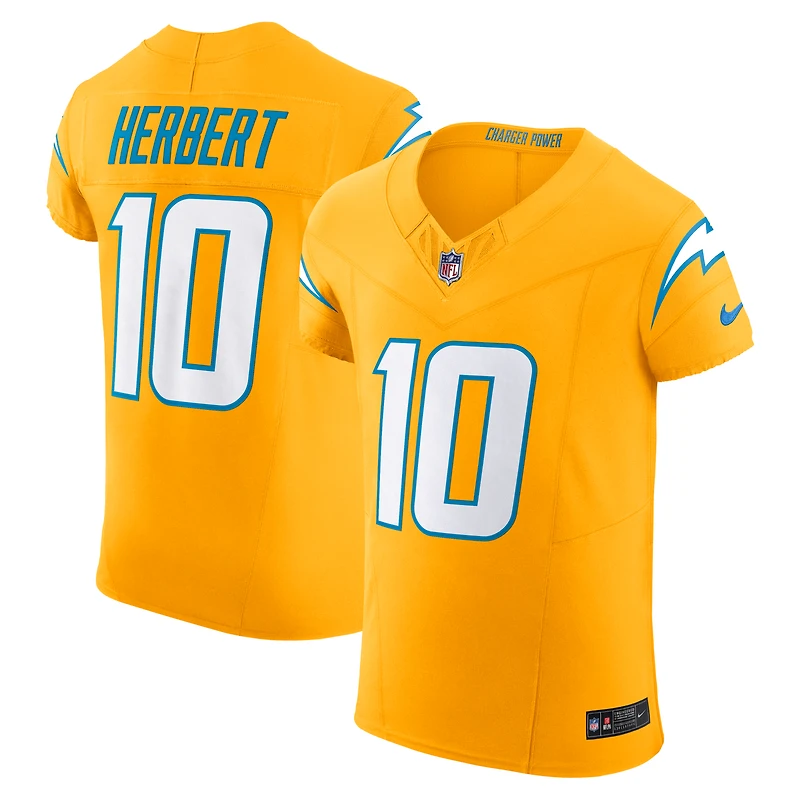 Men's Nike Justin Herbert Gold Los Angeles Chargers Alternate Charger Power Vapor F.U.S.E. Elite Jersey