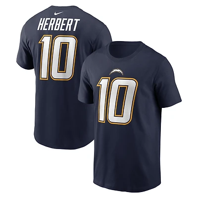T-shirt Nike Justin Herbert bleu marine pour homme, avec nom et numéro des Los Angeles Chargers Alternate Super