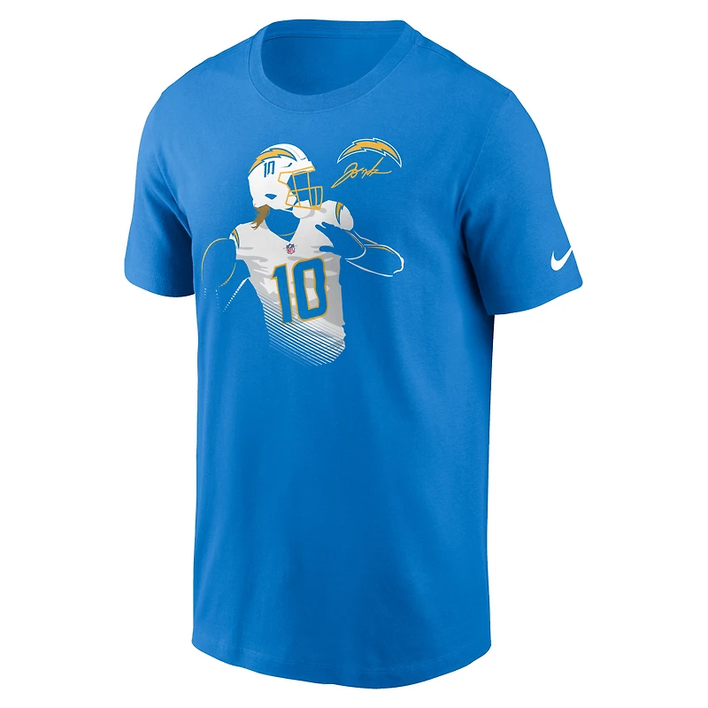 T-shirt graphique Nike Justin Herbert pour homme, bleu poudre, Los Angeles Chargers Player