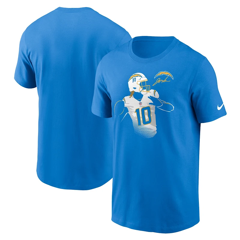 T-shirt graphique Nike Justin Herbert pour homme, bleu poudre, Los Angeles Chargers Player
