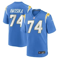 Maillot de match Nike Kayode Awosika bleu poudré des Los Angeles Chargers pour homme