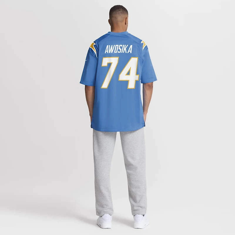 Men's Nike Kayode Awosika Powder Blue Los Angeles Chargers Team Game Jersey