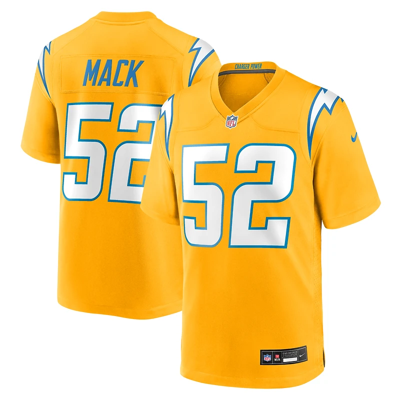 Men's Nike Khalil Mack Gold Los Angeles Chargers Alternate Charger Power Game Player Jersey