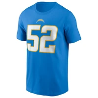 T-shirt avec nom et numéro de joueur des Chargers Los Angeles Nike Khalil Mack pour homme, bleu poudre