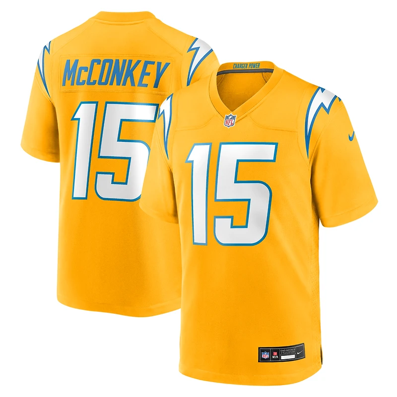 Maillot Nike Ladd McConkey Gold pour homme, joueur remplaçant des Chargers de Los Angeles
