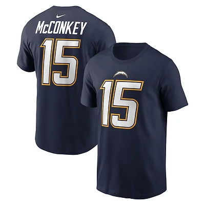 T-shirt Nike Ladd McConkey bleu marine pour homme, avec nom et numéro des Los Angeles Chargers.