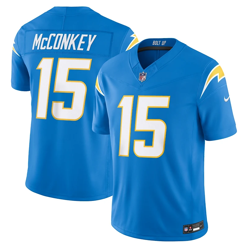 Men's Nike Ladd McConkey Powder Blue Los Angeles Chargers Vapor F.U.S.E. Stitched Limited Jersey
