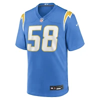 Men's Nike Marlowe Wax  Powder Blue Los Angeles Chargers Team Game Jersey