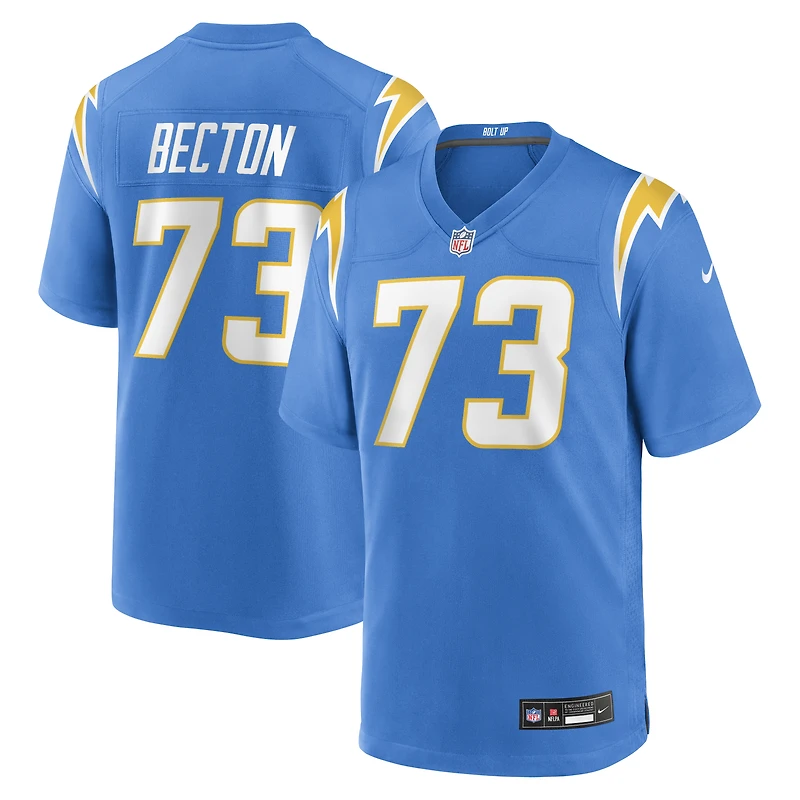 Maillot Nike Mekhi Becton bleu poudre pour homme des Los Angeles Chargers