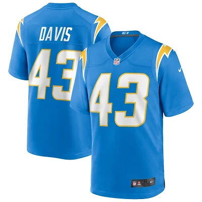 Maillot de match Nike Michael Davis des Chargers Los Angeles pour homme, bleu poudre