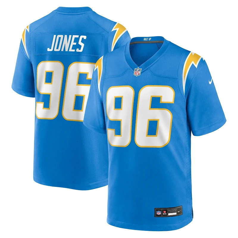 Maillot Nike Naquan Jones bleu poudre pour homme des Los Angeles Chargers
