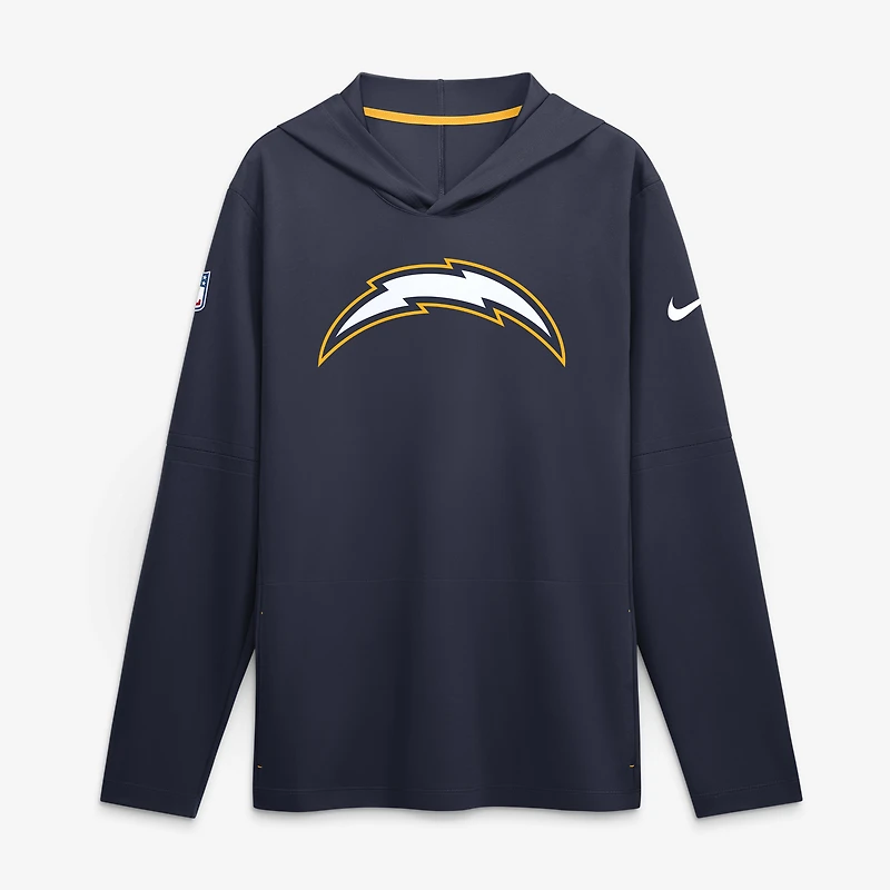 Men's Nike Navy Los Angeles Chargers Sideline Dri-FIT Long Sleeve Hooded T-Shirt