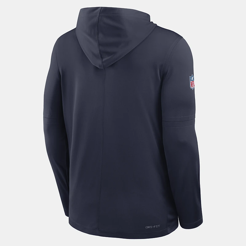 T-shirt à capuche manches longues Nike bleu marine Los Angeles Chargers Sideline Dri-FIT pour homme