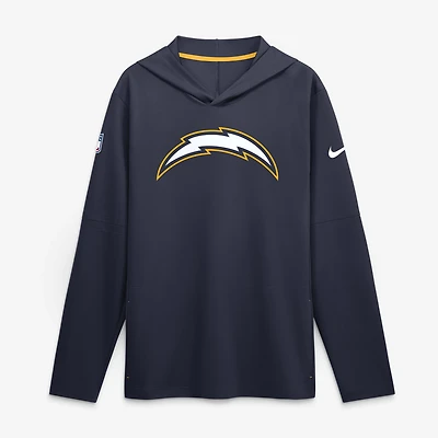 Men's Nike Navy Los Angeles Chargers Sideline Dri-FIT Long Sleeve Hooded T-Shirt