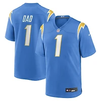 Maillot de match des Chargers Los Angeles Nike numéro 1 Dad pour homme, bleu poudre