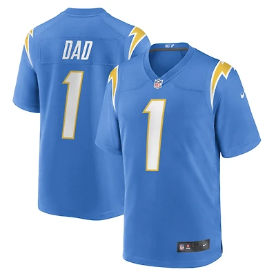 Maillot de match des Chargers Los Angeles Nike numéro 1 Dad pour homme, bleu poudre