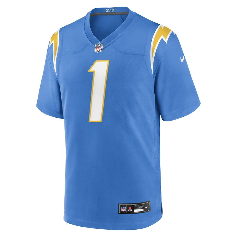 Maillot de match des Chargers Los Angeles Nike numéro 1 Groom Powder Blue pour homme