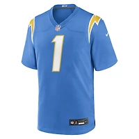 Maillot de match des Chargers Los Angeles Nike numéro 1 Groom Powder Blue pour homme