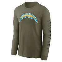 T-shirt à manches longues avec logo de l'équipe Nike Los Angeles Chargers 2022 Salute To Service pour homme