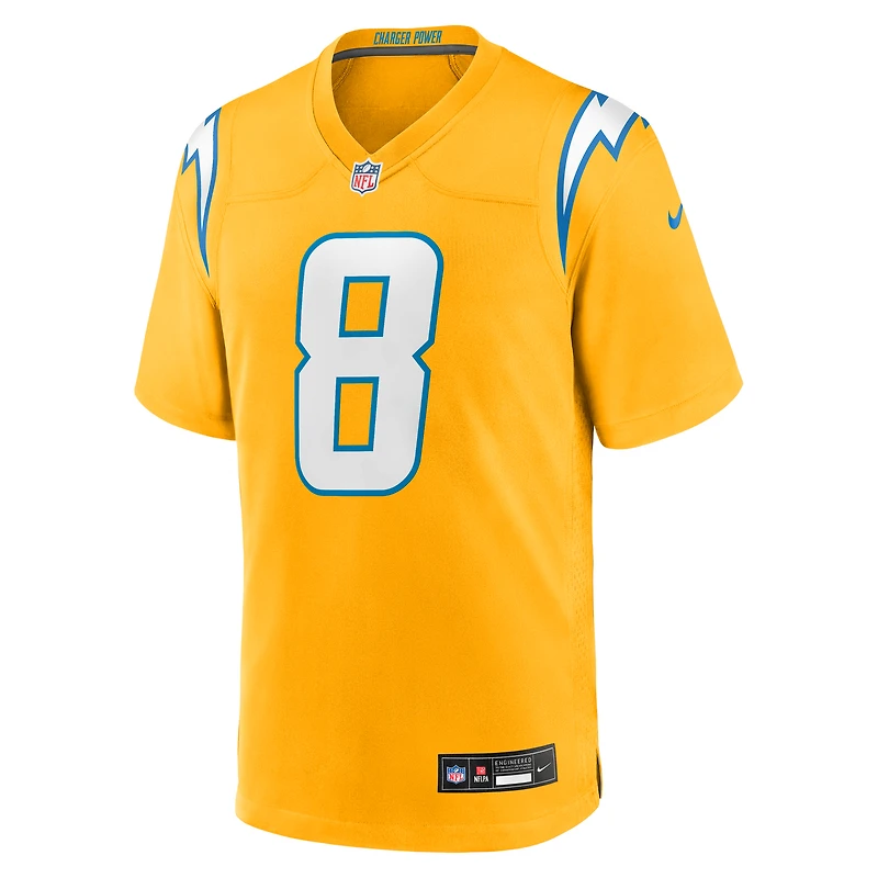 Men's Nike Omarion Hampton Gold Los Angeles Chargers Alternate Charger Power Game Player Jersey