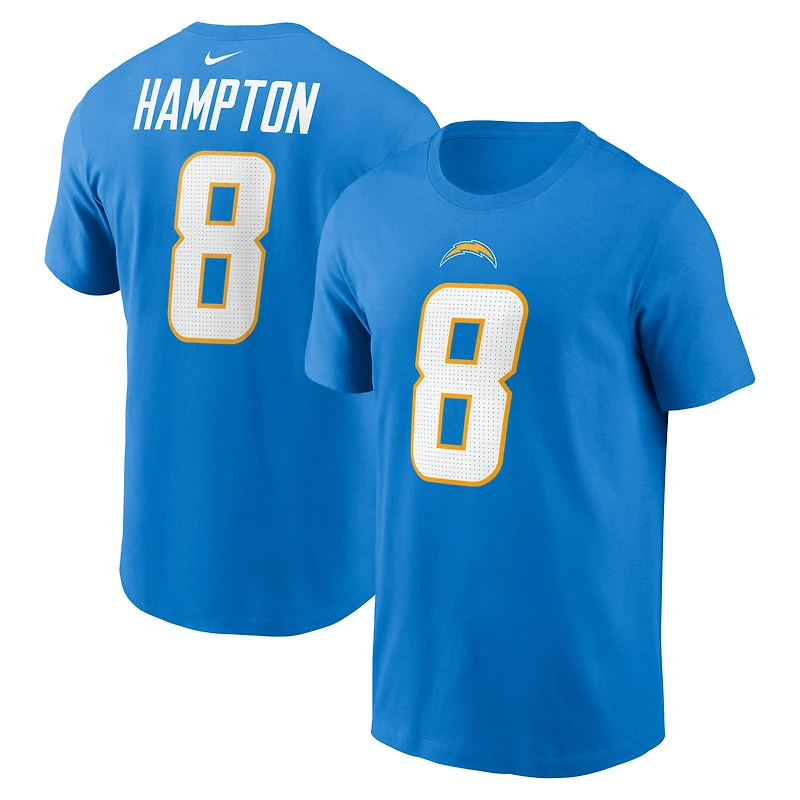 T-shirt Nike Omarion Hampton bleu poudré pour homme, Los Angeles Chargers, avec nom et numéro