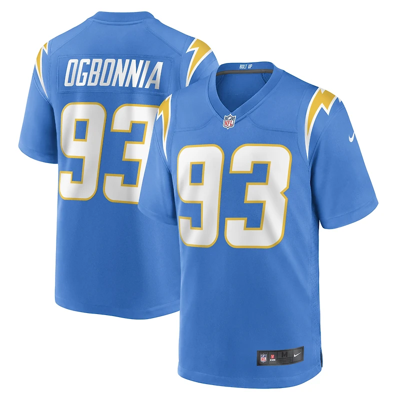 Maillot de joueur match des Chargers Los Angeles Nike Otito Ogbonnia pour homme, bleu poudre