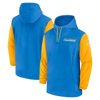 Veste à capuche 1/2 zip pour homme Nike bleu poudre/or Los Angeles Chargers 2024/25 Sideline Pre-Game Player