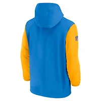 Men's Nike Powder Blue/Gold Los Angeles Chargers 2024/25 Sideline Pre-Game Player 1/2-Zip Hoodie Jacket