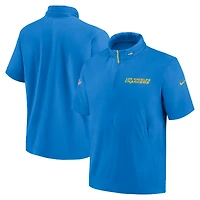 Veste à capuche manches courtes et demi-zip Nike bleu poudre Los Angeles Chargers 2024 Sideline Coach pour homme