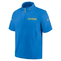 Men's Nike Powder Blue Los Angeles Chargers 2024 Sideline Coach Short Sleeve Half-Zip Hoodie Jacket
