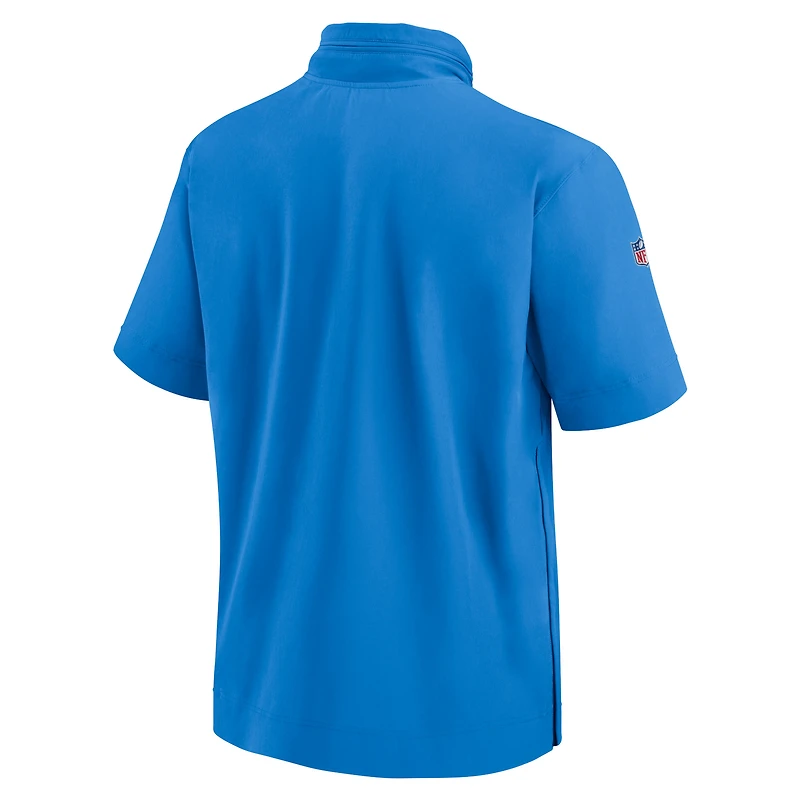 Men's Nike Powder Blue Los Angeles Chargers 2024 Sideline Coach Short Sleeve Half-Zip Hoodie Jacket