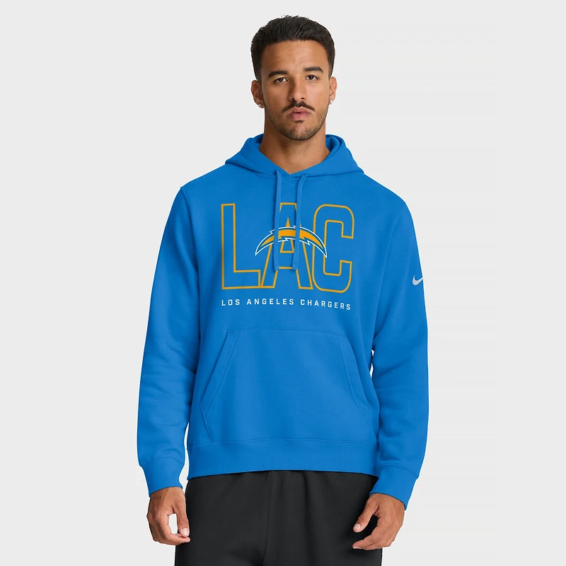 Sweat à capuche en molleton Nike bleu poudre Los Angeles Chargers Busted Play Club pour homme