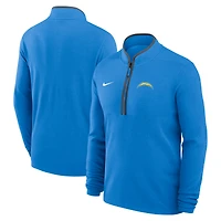 Pull Nike léger Victory Dri-FIT demi-zip bleu poudre pour homme des Los Angeles Chargers