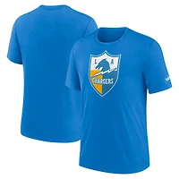 T-shirt à trois mélanges Nike Los Angeles Chargers Rewind Logo pour homme, bleu poudré