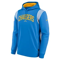 Men's Nike Powder Blue Los Angeles Chargers Sideline Athletic Stack Performance Pullover Hoodie