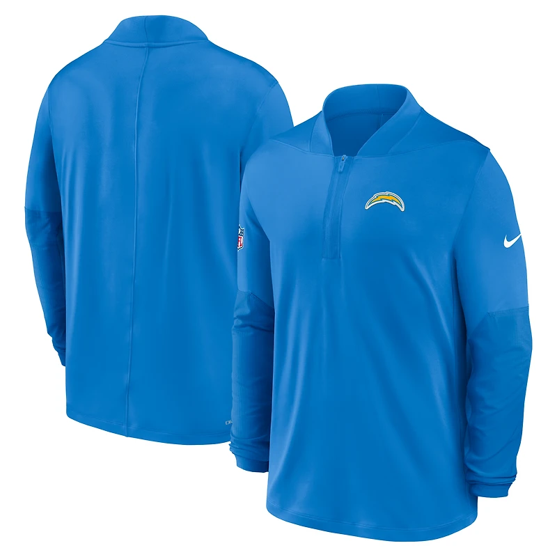 Pull Nike bleu poudre Los Angeles Chargers Sideline Dri-FIT à demi-zip pour homme