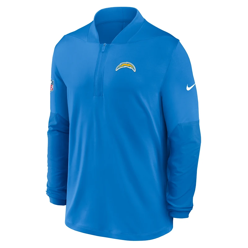 Pull Nike bleu poudre Los Angeles Chargers Sideline Dri-FIT à demi-zip pour homme