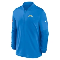 Pull Nike bleu poudre Los Angeles Chargers Sideline Dri-FIT à demi-zip pour homme