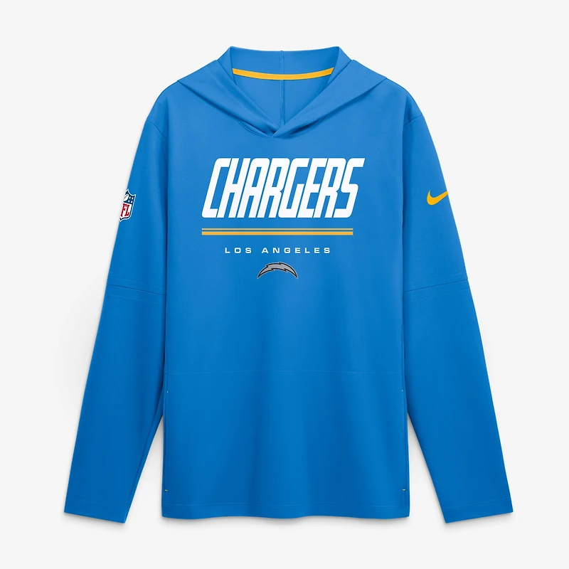 Men's Nike Powder Blue Los Angeles Chargers Sideline Lightweight Long Sleeve Hooded Dri-FIT Top