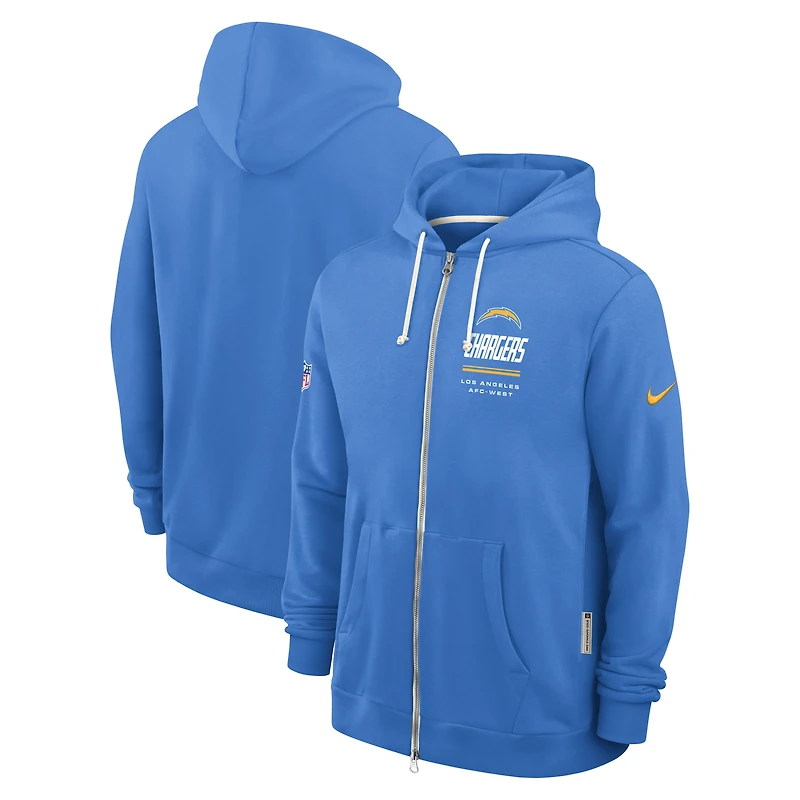 Men's Nike Powder Blue Los Angeles Chargers Sideline Standard Issue Dri-FIT Full-Zip Hoodie